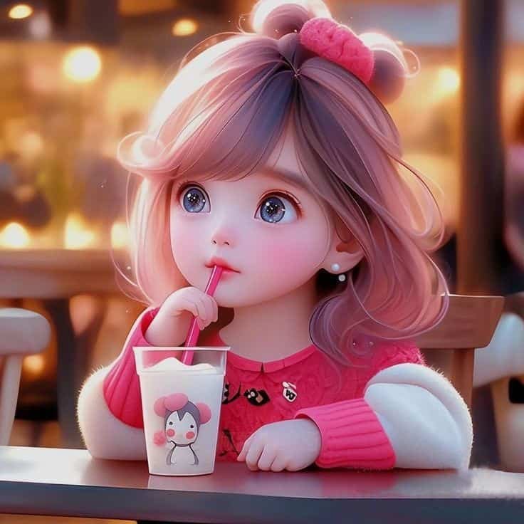 Cute Cartoon DP for Girl